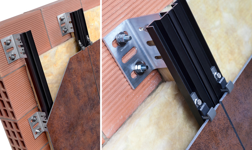 A mechanical support system with visible connectors or safety clamps can secure the edges of the panels in place and use chemical-elastic adhesive for additional security. 
