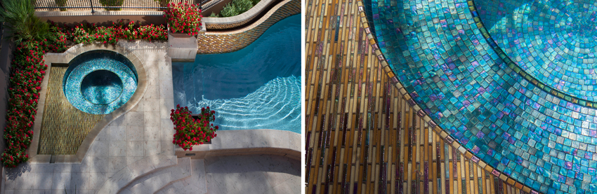 For pool applications of glass tile, the pool wall substrate must be properly constructed, durable, and dimensionally stable. In addition, glass tiles for these applications must be annealed (slow cooled) for best performance. 

