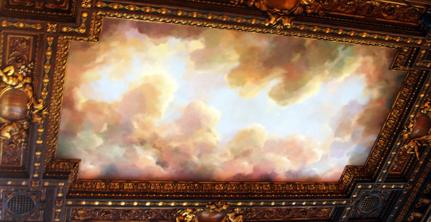 Photo of the Rose Reading room's ceiling.