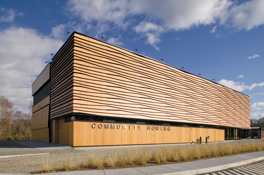 Photo of the Community Rowing’s Harry Parker Boathouse and Ruth W. Somerville Sculling Pavilion.