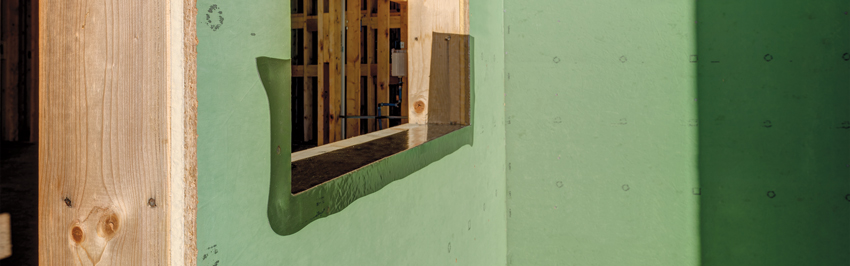 Photo of a window frame during construction.