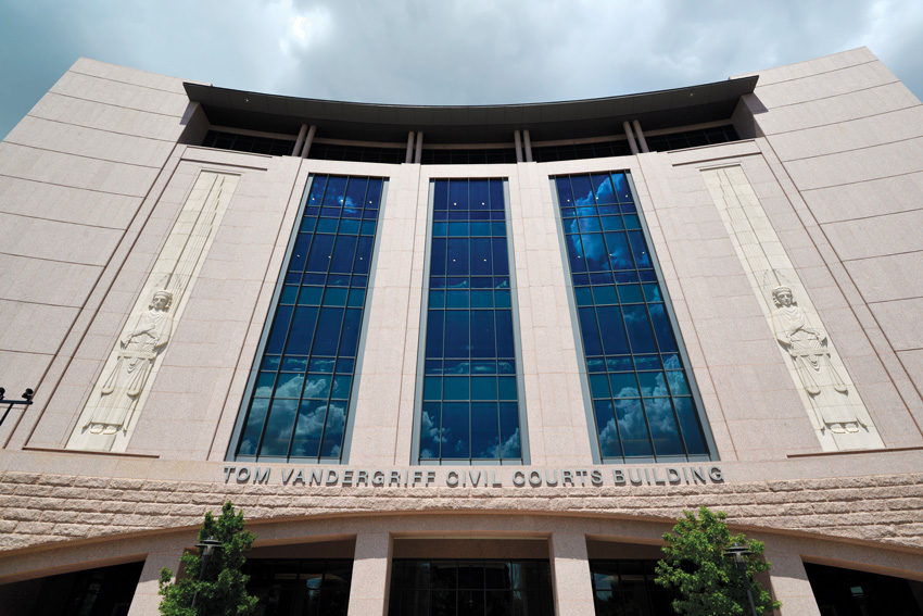 Facade of the Tarrant County Civil Courthouse, Fort Worth, Texas.
