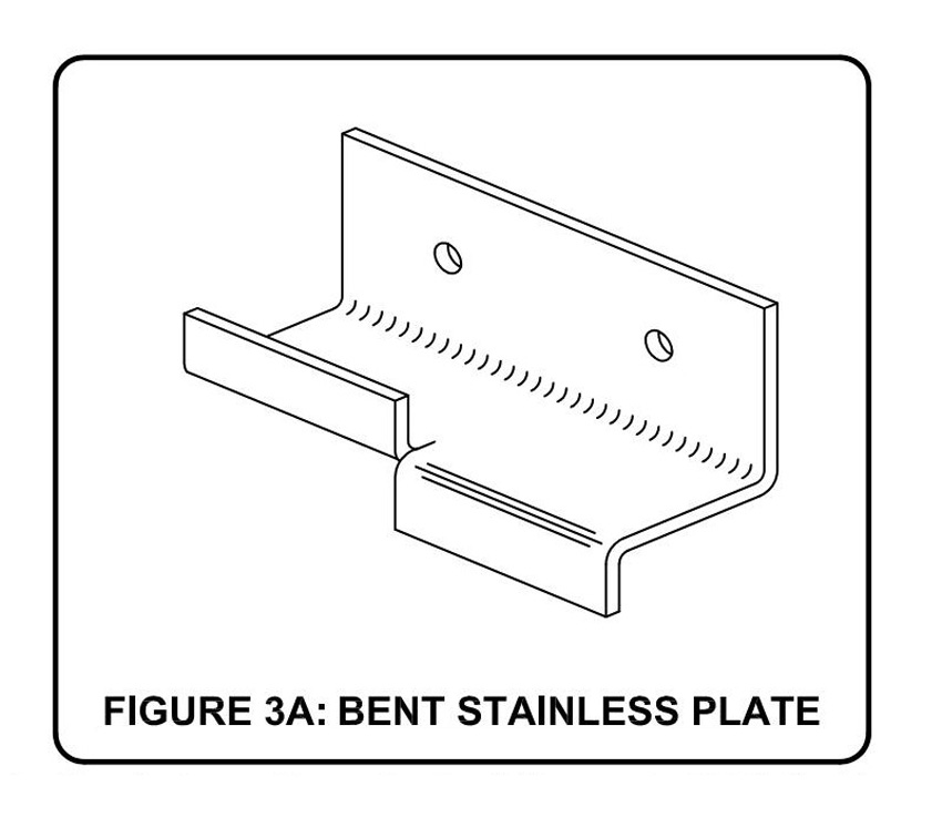 Diagram of a bent stainless steel plate.