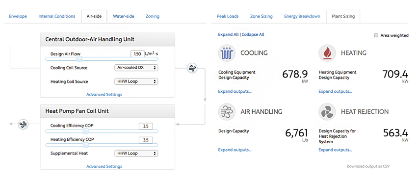 Screen capture from HVAC software.