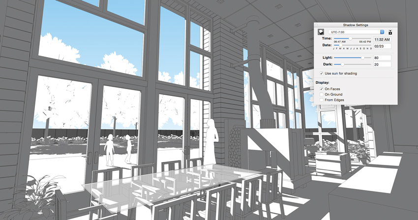Simulation depicting daylighting in an interior space.
