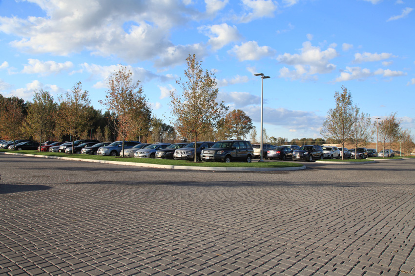 Photos of a walkway with pavers.