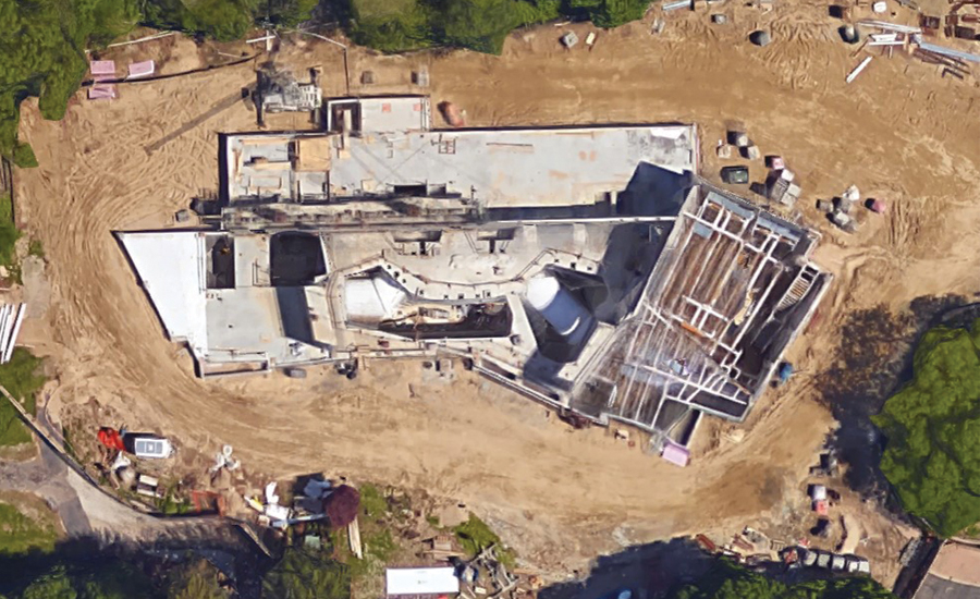 Aerial photo of the Polk Penguin Conservation Center during construction.