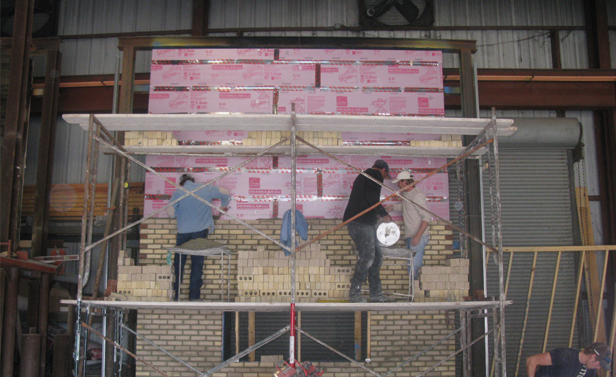Figure 7:  NFPA 285 Test Wall Under Construction.