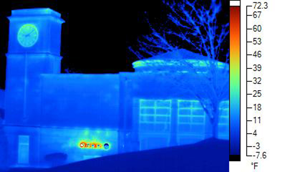 Figure 4: Thermal Imaging of a Building with Cavity Insulation, And CI.