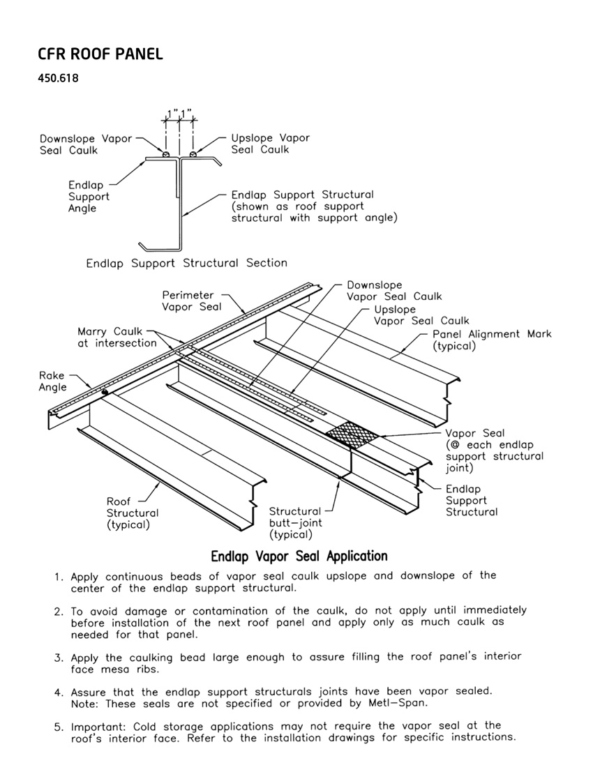 Graphic showing an endlap vapor seal application.