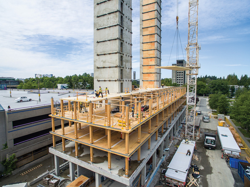 Photo of the university building under construction.