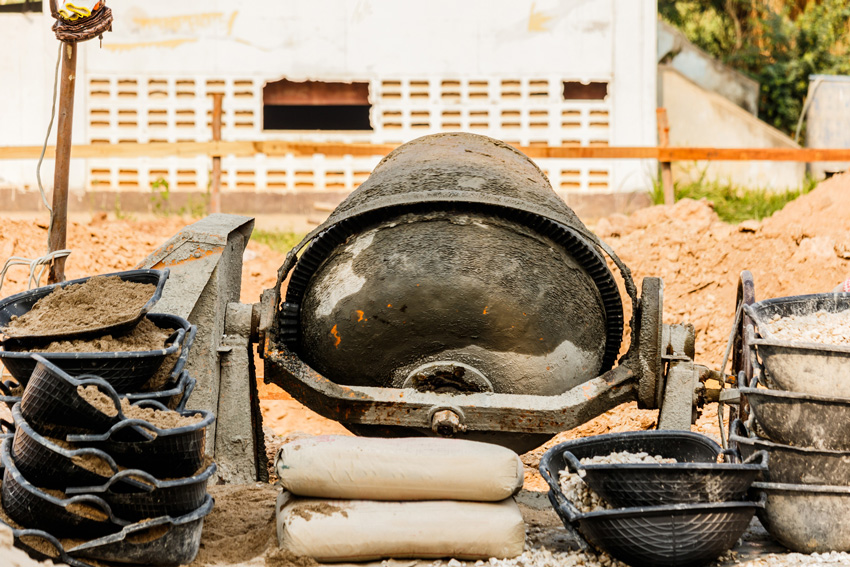 Photo of cement mixing equipment.