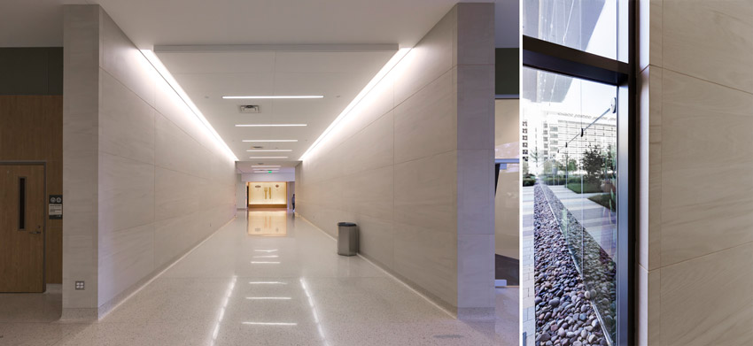 Two interior photos of the Parkland Hospital Dallas.