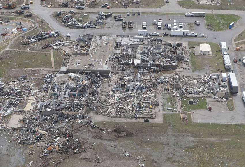 Aftermath of a 210 mph tornado winds.