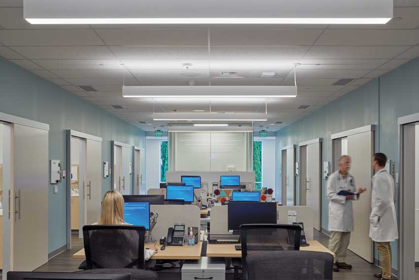 healthcare center with sliding doors.