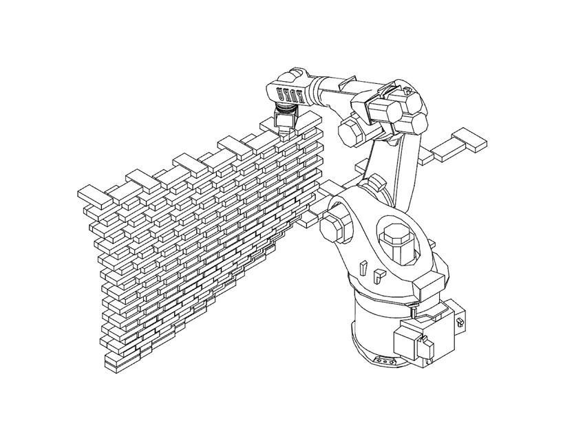 Diagram of the brick-laying robot.