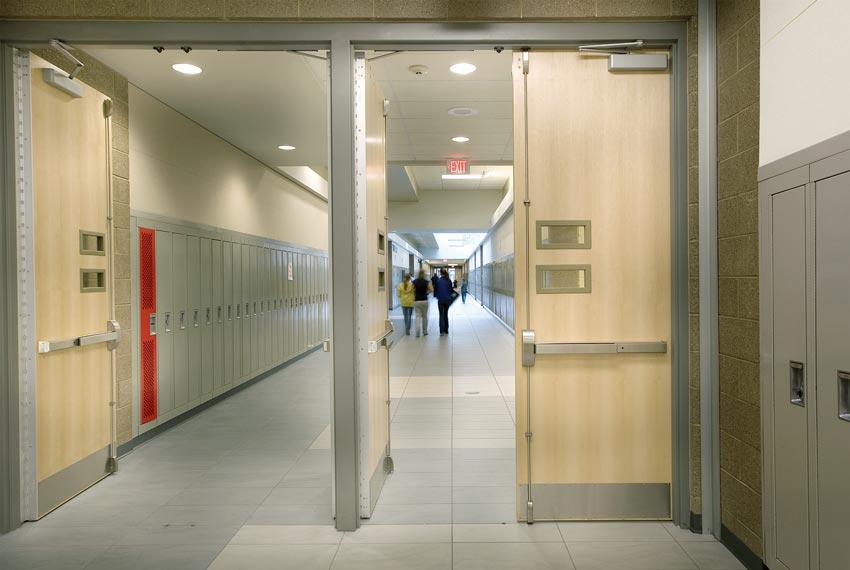 Photo of a school hallway.