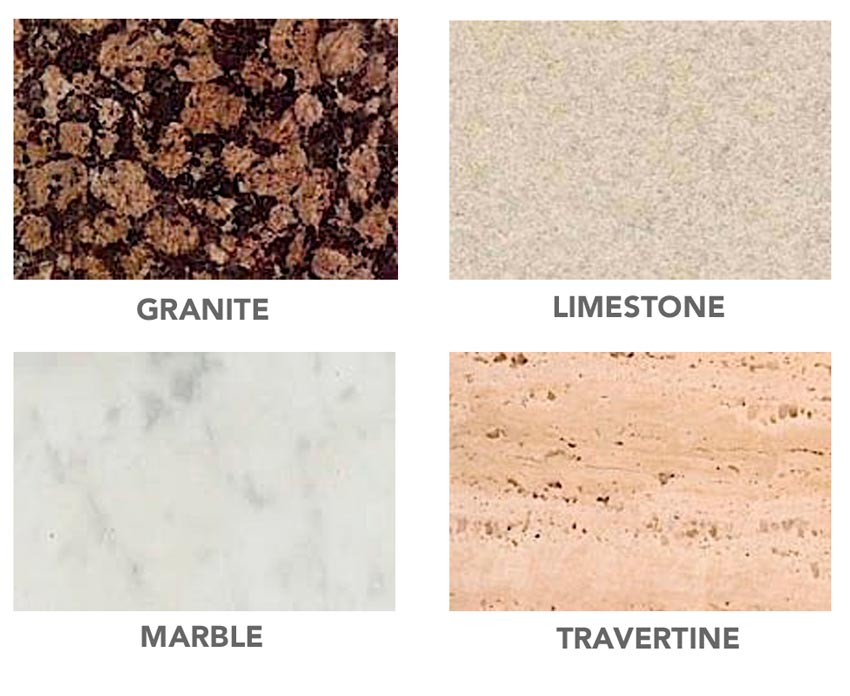 Sample of different stone types.