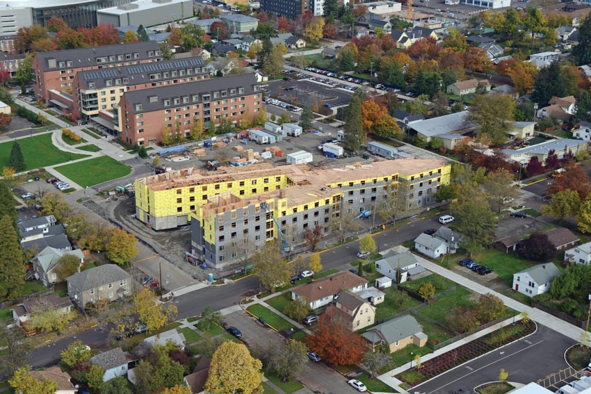 Aerial photo of University of Oregon Residence Hall.