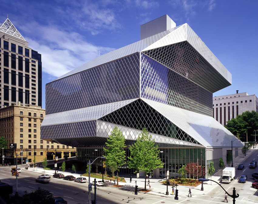 Pictured is the Seattle Central Library.