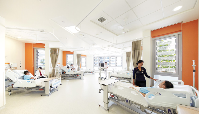 Interior photo of a patient room.