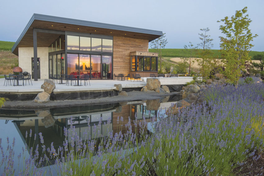 This example at Saffron Fields Vineyard shows a window system that allows both light and the outdoors into an interior space as well as provides architectural aesthetic.