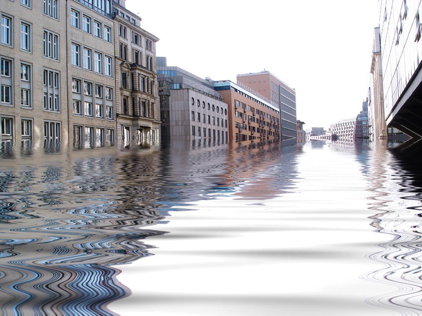 Photo of a flooded street.