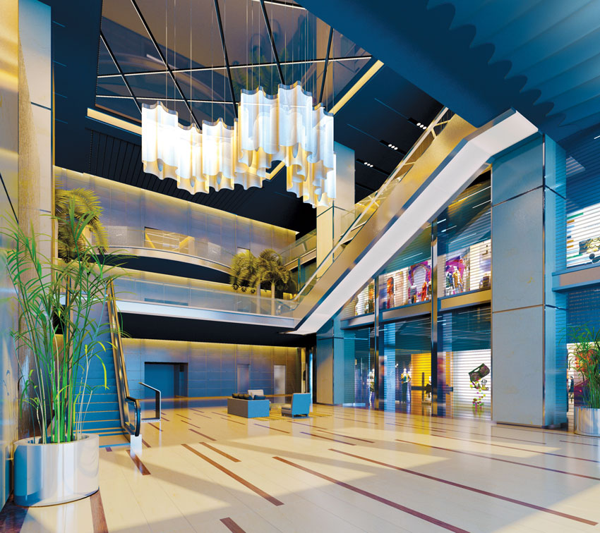 Interior photo of a lobby.