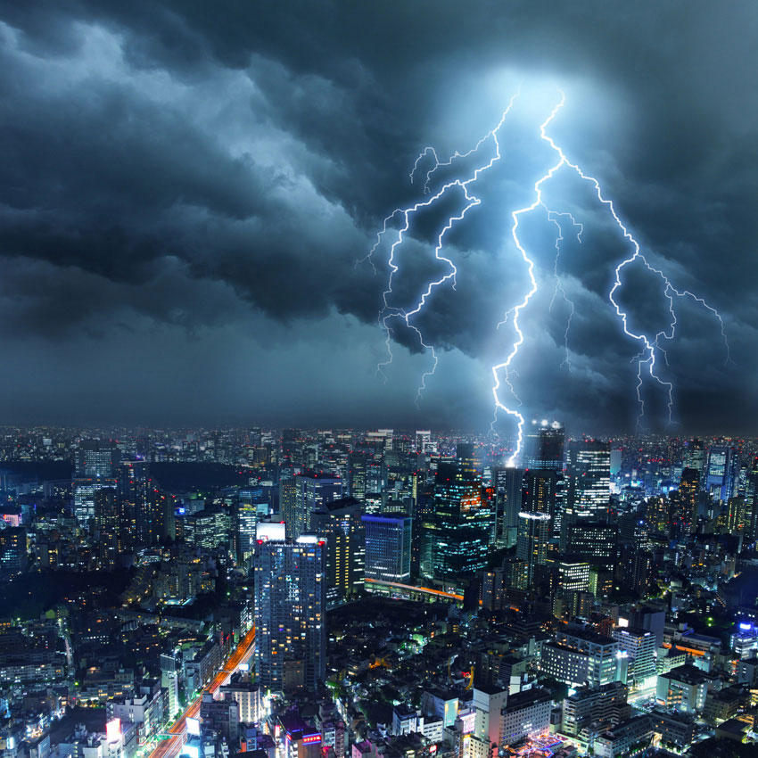 Photo of a storm at night.