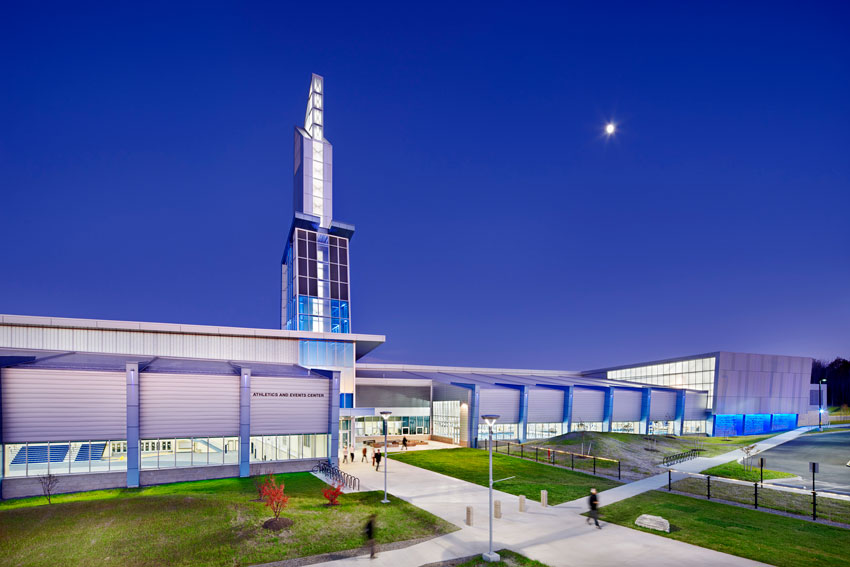 Photo of the Ithaca College New Athletics and Events Center in Ithaca, New York.