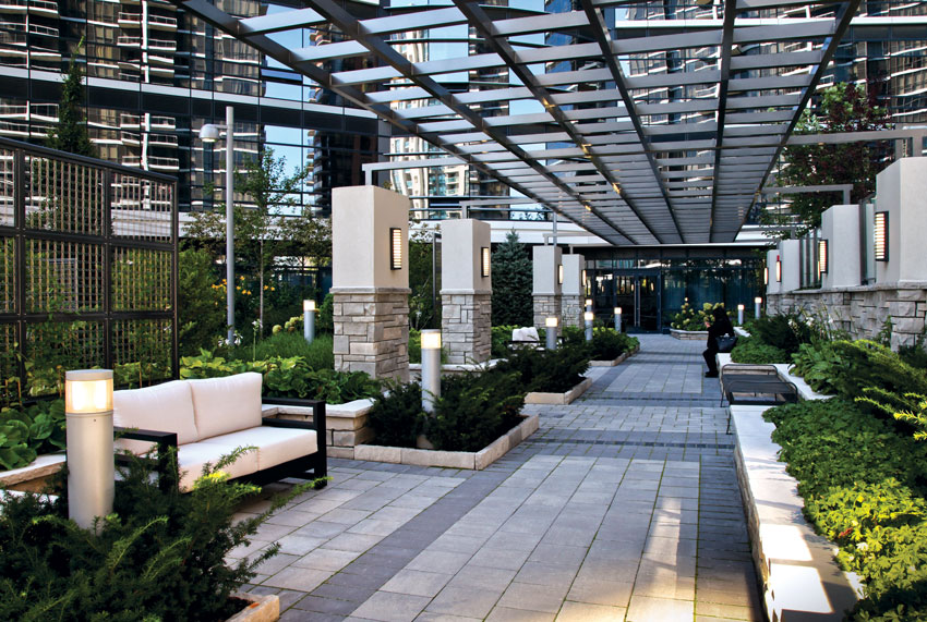 Shown is the roof deck at Hullmark Centre, North York, Ontario, Canada.
