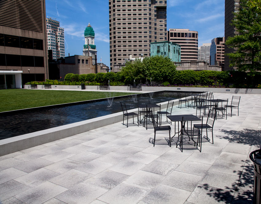 The roof deck at One Federal in Boston was designed by CRJA-IBI.