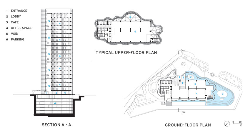 Elevations and floor plans of Maslak Tower.