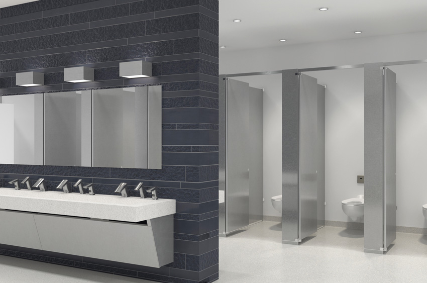 Photo of commercial restroom design.