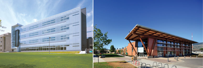 Left:Michigan State University Bioengineering Facility. Right:Pattison Centre of Excellence at Okanagan College 