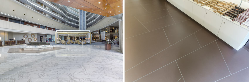 Sintered stone flooring