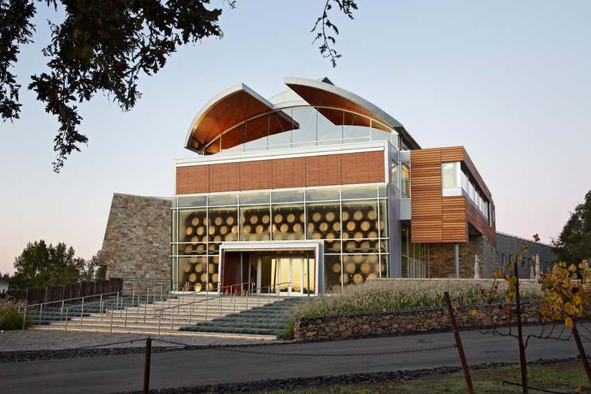 wine barrel building, Williams Selyem Winery in Sonoma County, California 