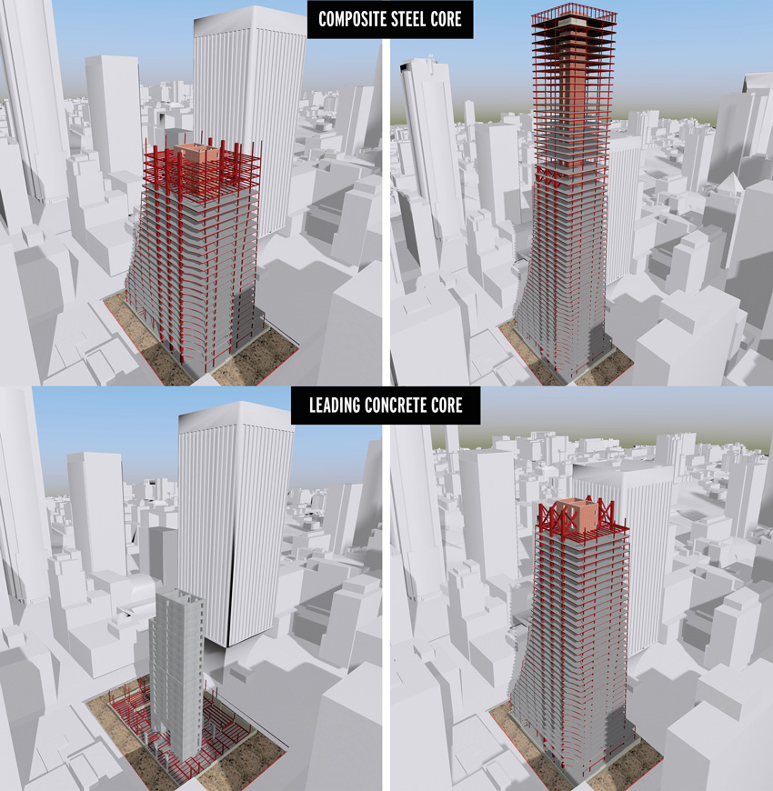 4 diagrams of coupled steel-plate composite wall system