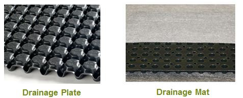 Cuspated sheets, molded drainage, drainage mats, drainage plates