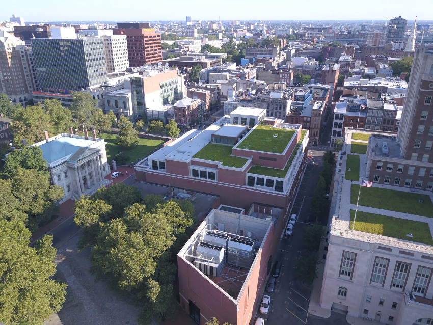 green roofing on a building