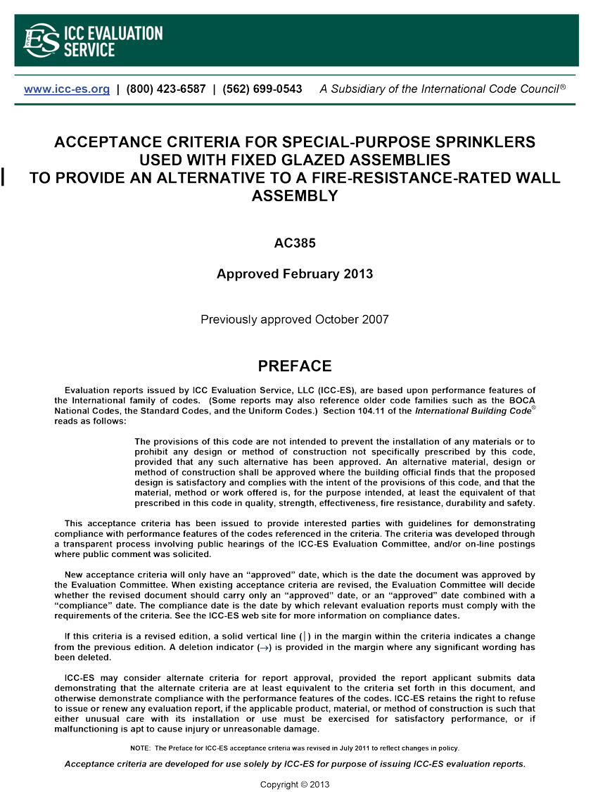 Acceptance criteria researched and published by the ICC Evaluation Service