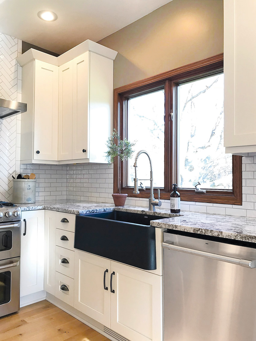 Farmhouse-style sinks in kitchen